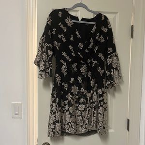 Black floral Asian style dress